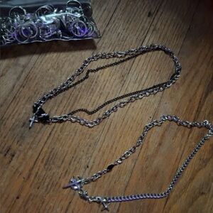 Silver-Tone Men’s Layered Necklace + bag of rings